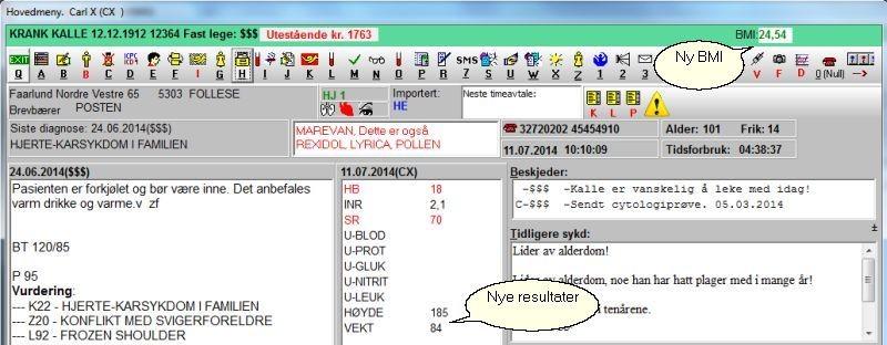 14 Doseringsovervåkning-INR oversikt For å komme inn i 'Doseringsovervåkning - vinduet' (INR oversikt) trykk Alt+I i