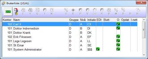 Innlogging i System X 7 hjelp av piltastene. Trykk Enter for å velge. Etter å ha valgt lege vil du nå være innlogget i System X.