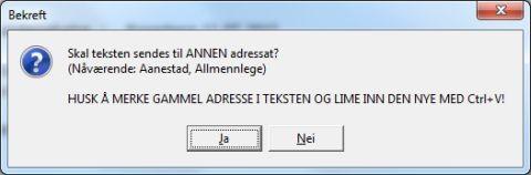 Ved 'Nei' får man opp epikrisen på nytt og kan f.eks. skrive den ut igjen.