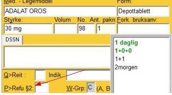 Resepter 95 Står det Punkt i P-feltet indikerer det at medikamentet ikke har forhåndsgodkjent refusjon.