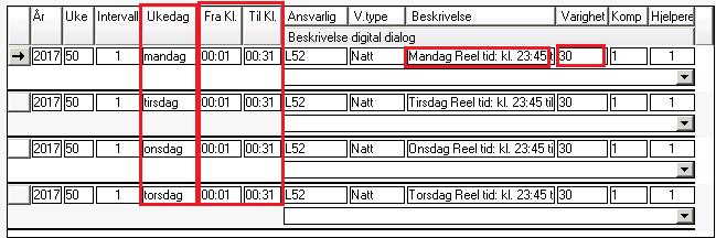 2.3.3 Registrering av oppgaver på natt slik at de ikke krysser døgnskillet I bildet vises en alternativ måte å tenke denne registreringen.