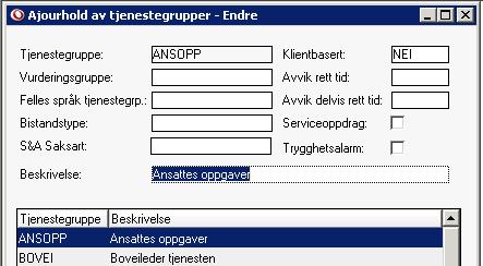 6.0 Oppsett av koder for ansattes arbeidsoppgaver i ukeplan Profil sin arbeidsplanlegger er laget for å hente oppgaver som er registrert på tjenester tildelt brukere.