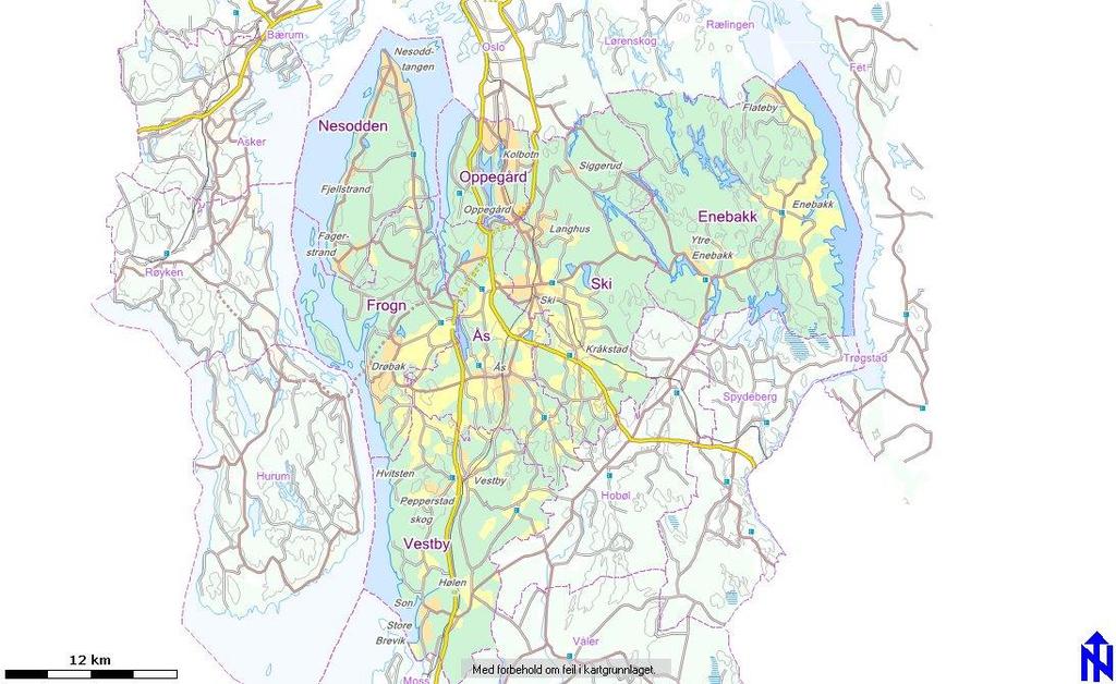 Skolenes geografiske plassering i Follo OSLO Nesodden VGS Roald Amundsen VGS Frogn VGS Ski VGS Drømtorp VGS Ås VGS