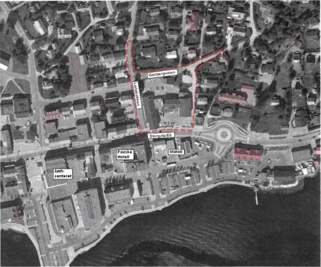 2.2 Eksisterende arealbruk Området ligger i Fauske sentrum med Statoil og Fauske hotell på andre siden av Storgata/E6.