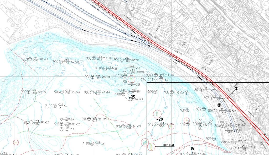 Geoteknisk fagrapport Side: 6 av 13 Figur 3: Utsnitt av borplan