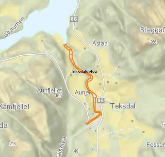 3.17 Teksdalselva Teksdalselva ble undersøkt ved drivtelling fra kraftverksutløpet og ned til sjøen 5. oktober (figur 19).