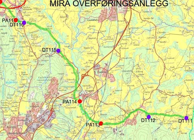 MIRA - Overføringsanlegg land Faktaboks, MIRA ledning: Total lengde 17 km SP/PL Av dette 1,7 km boringer for SP/PL