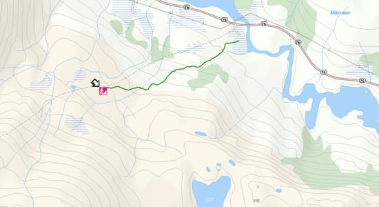 Post nr. 2: Steinhytta/Tosenfjellet 535 moh Kartblad 1825 I Tosbotn Enkel Kjør RV 76 til Tosenfjellet. Benytt parkeringsplassen som ligger ca. 500 meter nedenfor tunnelåpninga på Tosentunnelen.