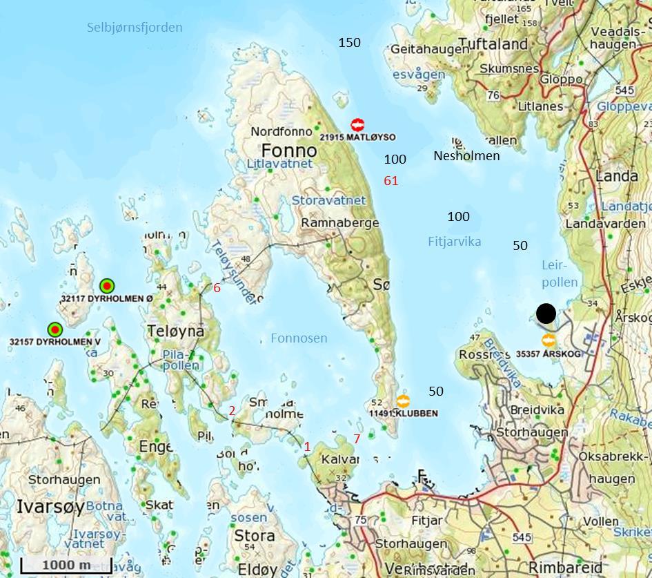 OMRÅDESKILDRING Granskinga er utført i Fitjarvika i Fitjar kommune. Anlegget er planlagt på Leirpollneset på Årskog, som ligg på austsida av Fitjarvika (figur 1).