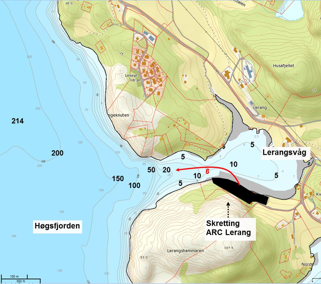 OMRÅDE OG LOKALITETSBESKRIVELSE Skretting ARC Lerang Research Station lokalitet Lerangsvågen land har et ca 330 m langt utslipp til sjø ytterst i Lerangsvågen (lok. nr 11927).