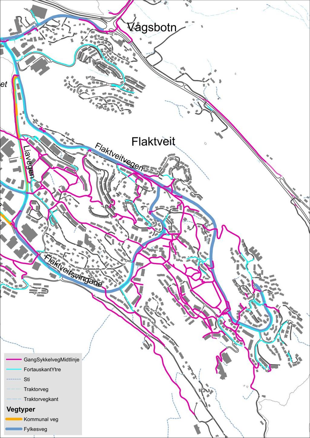 Trafikksikring Flaktveit, Nyborg og Rolland juni 1 Figur 9 Gang- og sykkelveger, fortau Li - Flaktveit Ønsker fra publikum om nytt