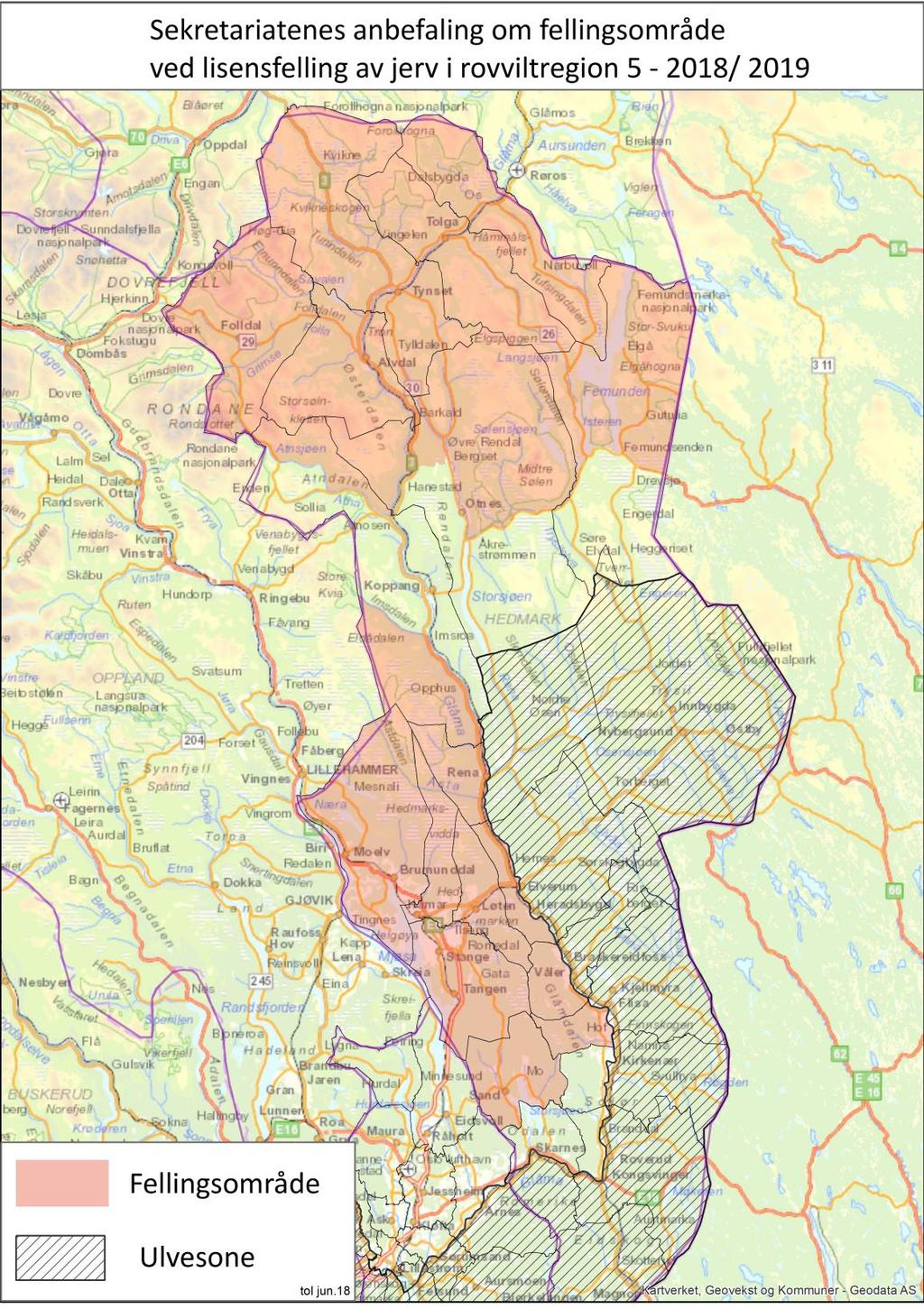 kommune inngår den del som ligger vest for Glomma, samt de deler som ligger nord for fv 664 fra krysset med rv. 3 til krysset med fv. 30, derfra øst for fv.