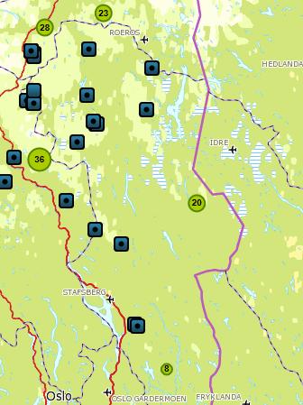 Figur 2: Dokumenterte og antatte jerveskader på sau i Hedmark og tilgrensende områder i 2017. 5.