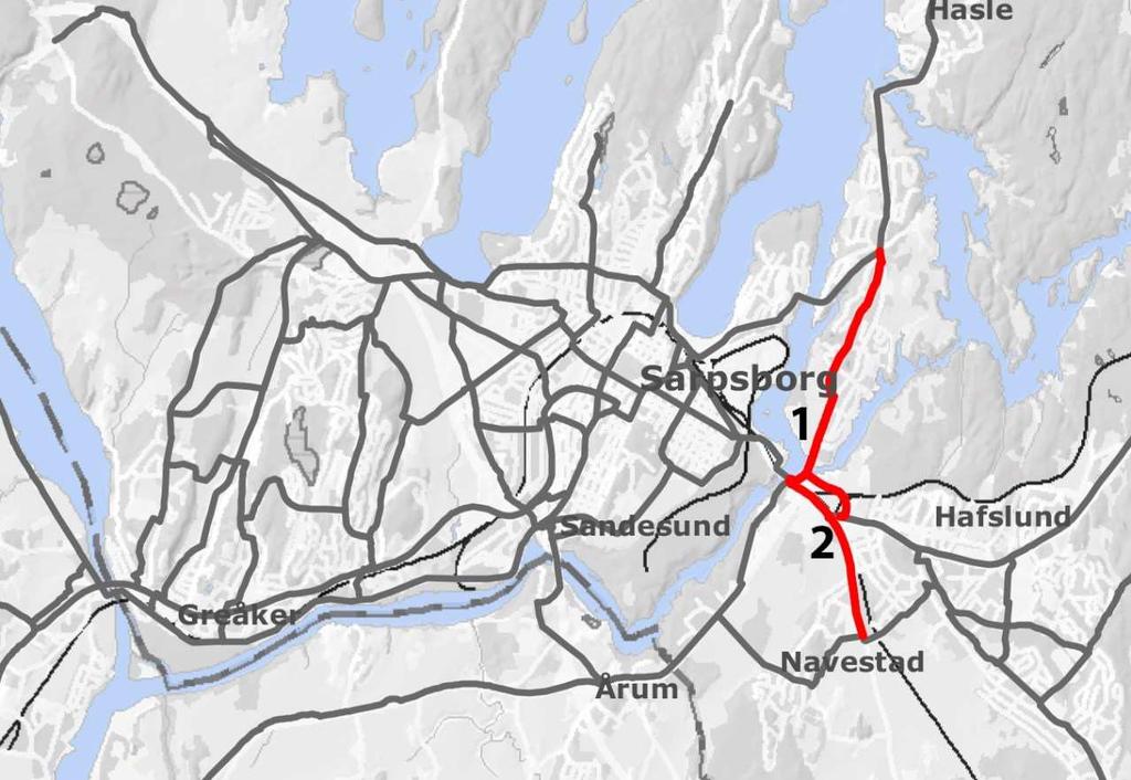 Rute 28 Hafslundsøy - Nordberg 1 Hafslundsøy sør. Langs Nordbyveien legger høringsutkastet til grunn en framtidig sykkelløsning med gang- og sykkelvei.