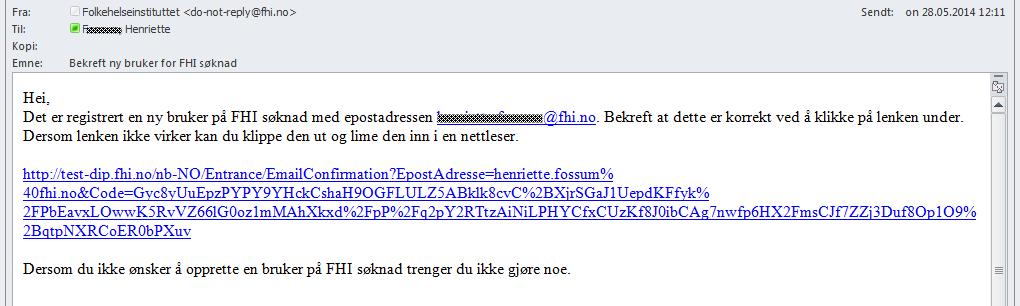 Feilmeldinger ved registrering av ny bruker Figur 3 - Passord og bekreft passord ikke like Bruker må skrive passordet likt to ganger for å sikre at ordet er skrevet riktig.