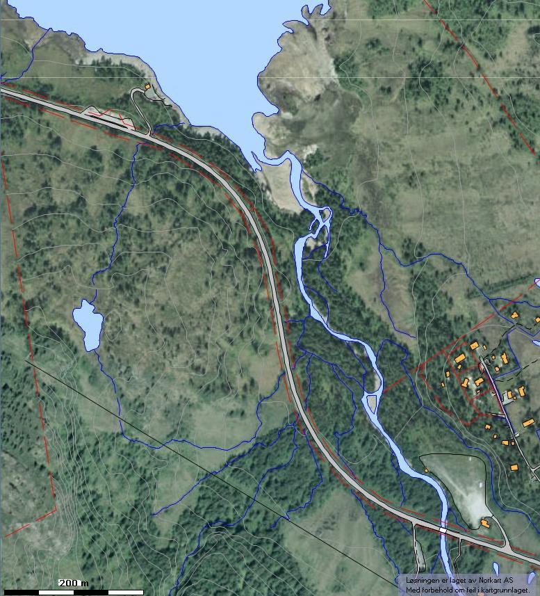 Grunnvannsundersøkelser for vurdering av ny vannkilde til Orkdal vannverk 7 Det ble det til sammen målt 13 georadarprofil (se figur 3) med en total lengde på ca. 2 km.