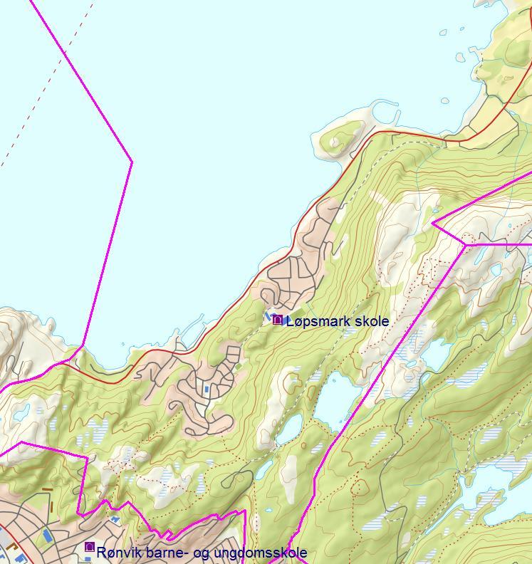 8.3 Nordsida (Løpsmark, Skaug og Kjerringøy) Kartene viser skolene og inntaksområdene i kretsen. Kapasitet Tabellen viser skolenes kapasitet.