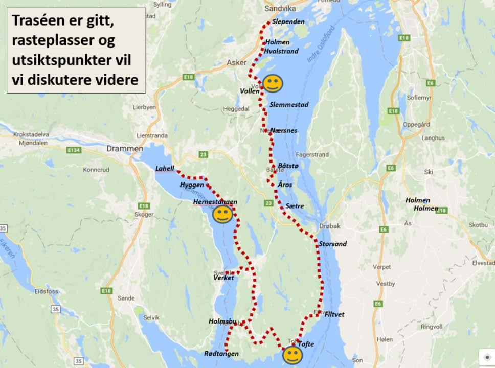 Utvikling av kystveien Oslofjorden- /Drammensfjorden etter modell av nasjonale Turistveger Nina Holmen (Asker H) foreslo å etablere en kystvei langs kysten av nye Asker i møtet 15.