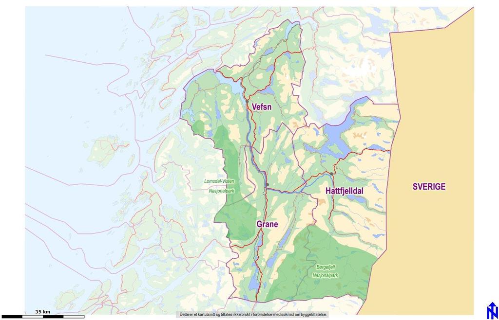 4 2. Parkområde Grane, Vefsn og Hattfjelldal kommuner i Nordland utgjør den naturlige avgrensningen for vår regionalpark.