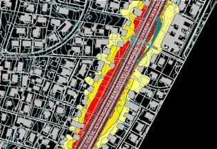 biltrafikken (se definisjon i T-1442 kap. 6). Det er forutsatt at Bussveien planlegger langsgående skjerming i hovedsak langs strekningene med boligområde og spredt bebyggelse markert i gult.