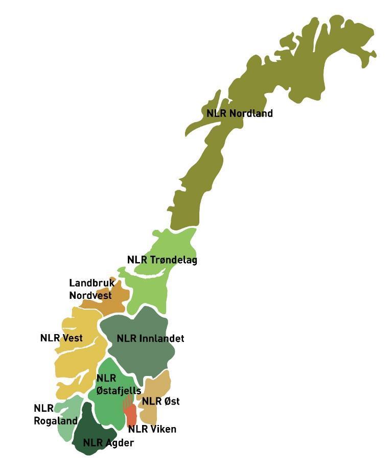 Norsk Landbruksrådgiving 10 regioner i 2018 dekker til sammen hele