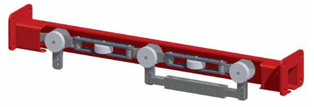 Fig. 2 Fig. 3 Conveyorsystemet er oppbygget som en kjede som går i en C-skinne. Kjeden kan kjøre i begge retninger med en hastighet på 2 m/min.
