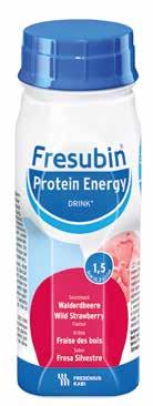 1 flaske Fresubin Protein Energy DRINK inneholder 20 gram protein og 300 kcal 27 E% Protein (1260) 300 20 24,8 13,4 Fresubin Protein Energy DRINK er en proteinrik og
