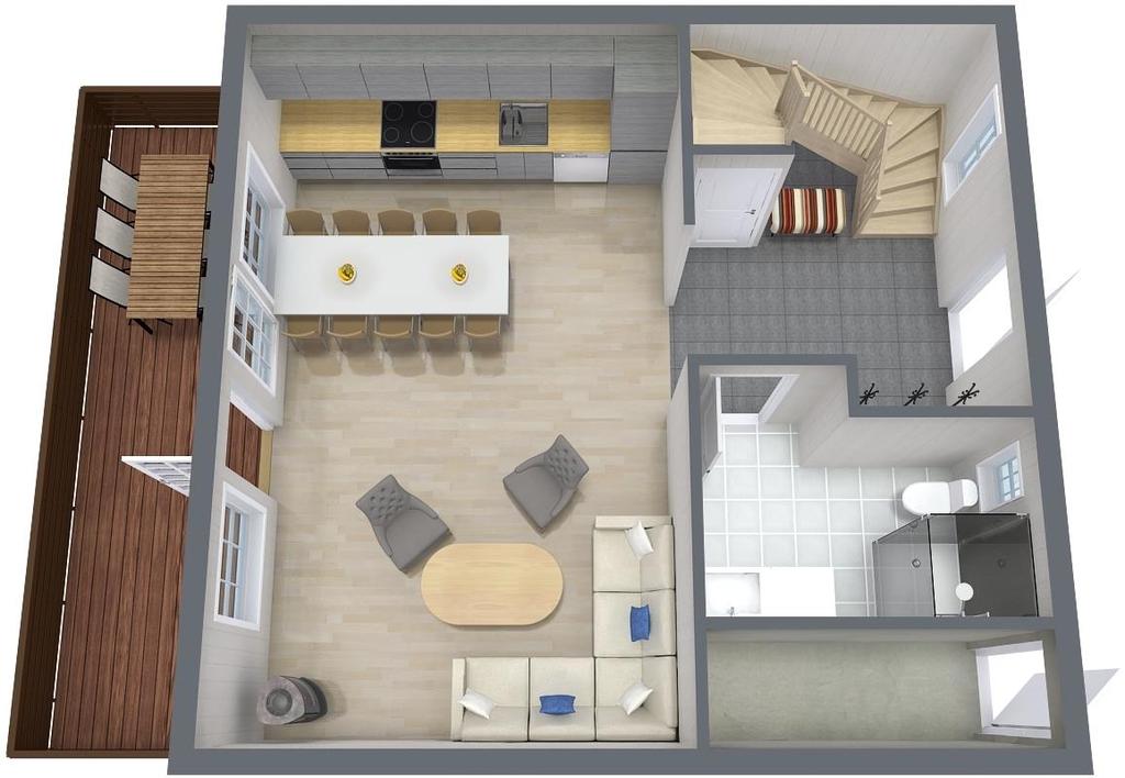 3D PLAN 1. ETG STANDARD Bod er standard. Mulighet for badstue eller utvidet bad.