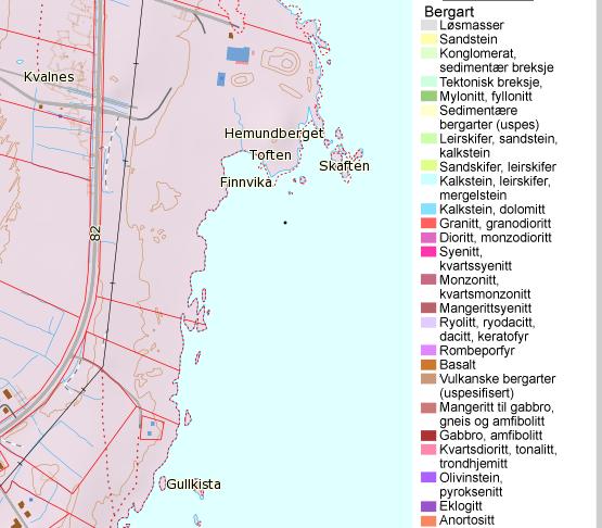 Figur 4 Bergrunnen i området. Kilde http://geo.ngu.