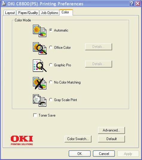 BRUKE FUNKSJONEN FOR FARGEPRØVER Du må installere fargeprøvefeltverktøyet for å kunne bruke funksjonen Colour Swatch (Fargeprøvefelt). Dette er inkludert på CD-ROMen som leveres med skriveren.