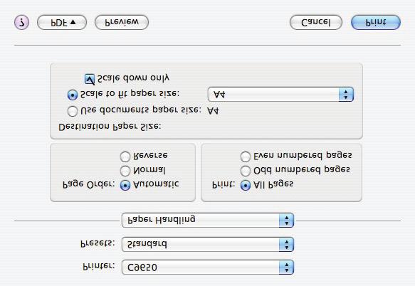 MAC OS X 1. Velg Papirhåndtering (1). 1 2 3 2.