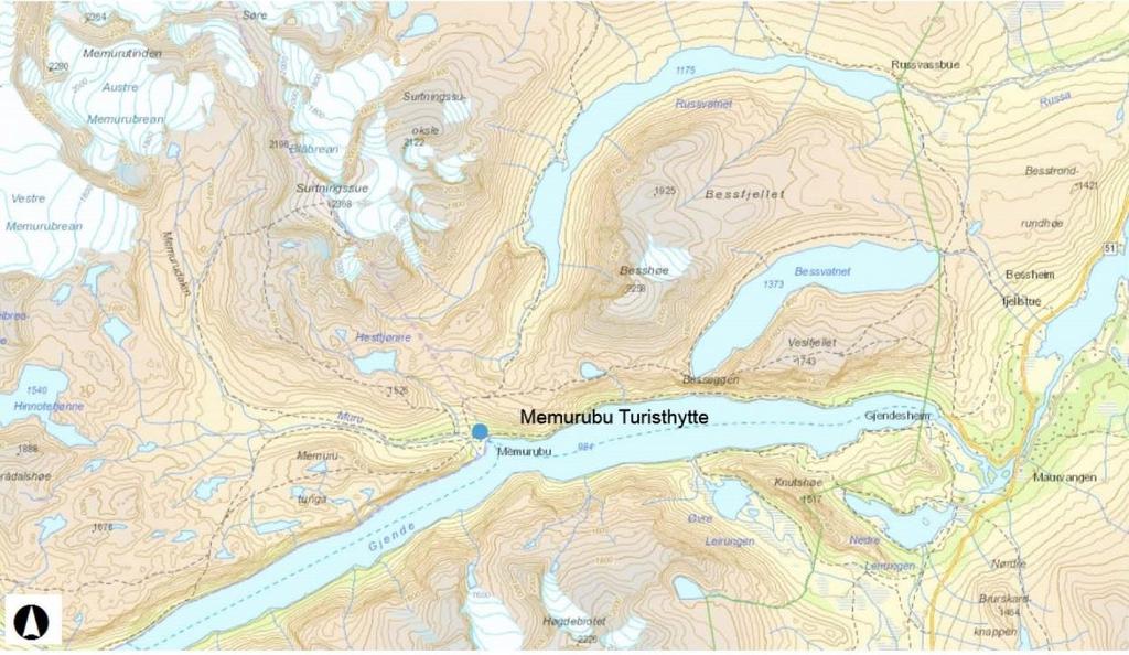 7 Figur 1 Oversiktskart Memurubu Turisthytte 1.