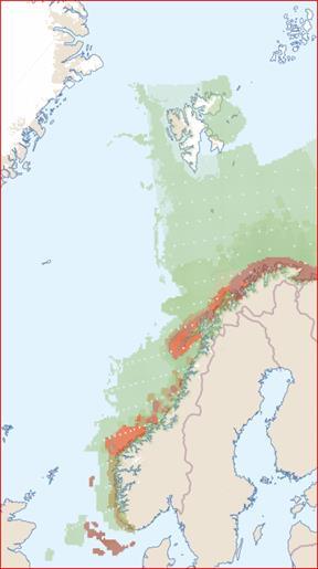 miljøverdiene for naturtyper, sjøfugl, fisk, og sjøpattedyr er fordelt i norske havområder. Datasettene er hentet fra havmiljo.no. Sluttverifikasjoner og tilpasninger pågår. Antatt på plass ila.