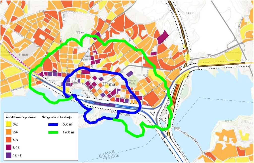 Stasjonslokalisering nærhet til bosatte og arbeidsplasser 4 Hamar