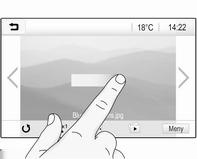 Du kan bla gjennom listen over menyelementer på følgende måter: Beveg fingeren opp- eller nedover på skjermen. Trykk og beveg fingeren jevnt.