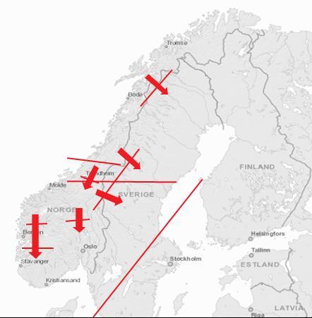 Ut av Nord-Norge og internt er det flere ledninger alene eller i kombinasjon med andre som begrenser. Noen av begrensingene er knyttet til spenning og stabilitet.