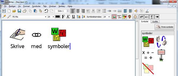 Skrive med symboler SymWriter er en symbolstøttet tekstbehandler som alle som skriver kan bruke til lage fine dokumenter, uavhengig av lese/skriveferdighetene.