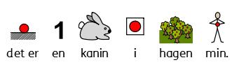 I stedet for å bruke Widgit symbolet for 'kanin', vil vi heller benytte et fotografi. Tast "Det er en kanin i hagen min".