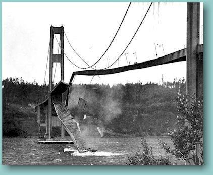 (Tacoma Narrows Bridge faller sammen) Det må sies at selv om de materielle skadene var store, var de menneskelige omkostningene heldigvis små i tilfellet Tacoma Narrows Bridge.
