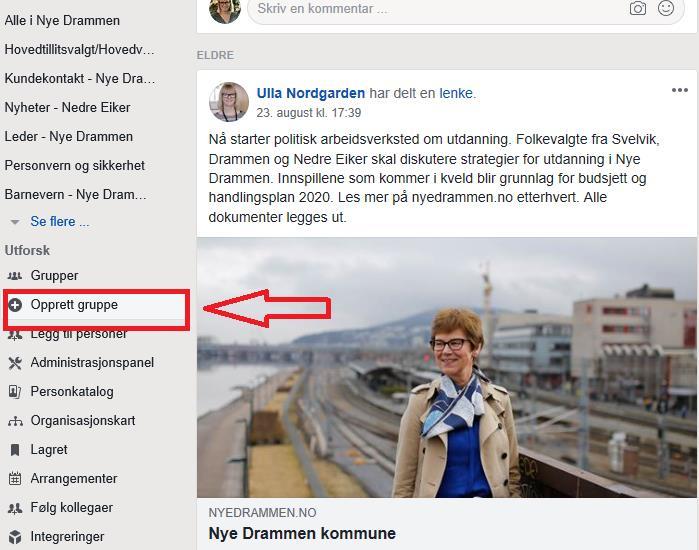 5 Husk: eksisterende kommunene (les: Avdelingsleder, Virksomhetsleder eller Toppleder) oppfordrer vi deg til å melde deg inn i gruppen «Leder Nye Drammen».