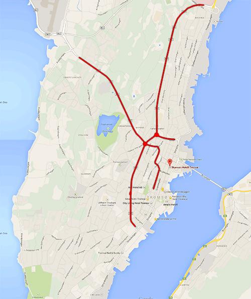 4. Teststrekningene Breiviktunnelen Langnestunnelen Figur 5: Kart over Tromsø med teststrekninger 5. Gjennomføringsfasen 5.1 Strekning 1: Breiviktunnelen: Dekkeleggingen ble startet 12.mai 2016.