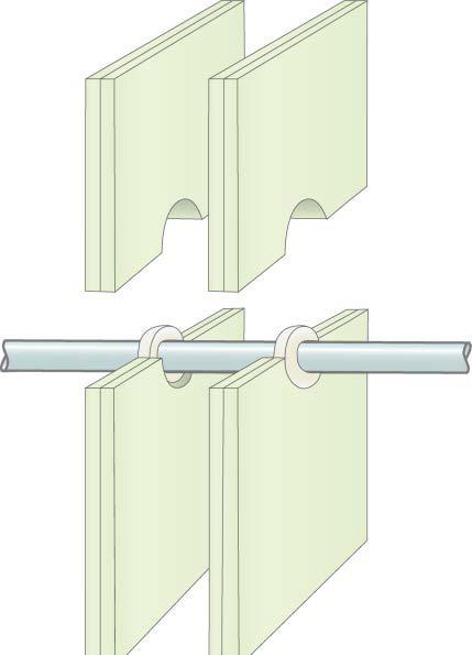 Detaljtegninger FR AKRYL PVC PLASTRØR BRANNMOTSTAND EI 90 U/C (E 90 U/C) GIPS, Ø52mm PVC-U & PVC-C rør Ø32mm 25mm på begge er kun illustrerende.