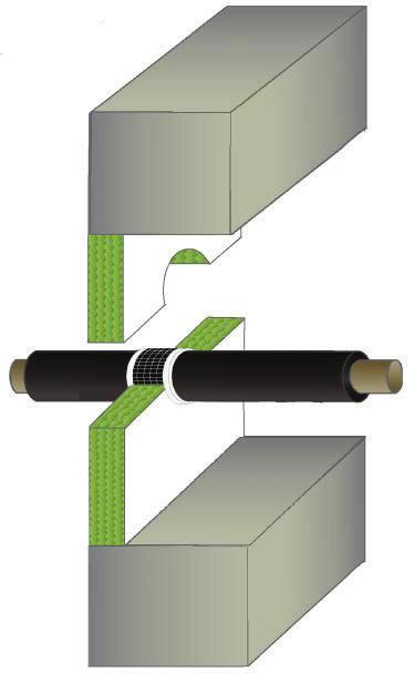 Detaljskisser FR BRANNPLATE ISOLERTE STÅLRØR BRANNMOTSTAND EI 45 (E 120) utsparing 2400mm bred og 1200mm høy Stålrør Ø165mm 1 lag 60mm GRAFT Rørstruper 1 lag 50mm bred ISOLERTE STÅLRØR BRANNMOTSTAND