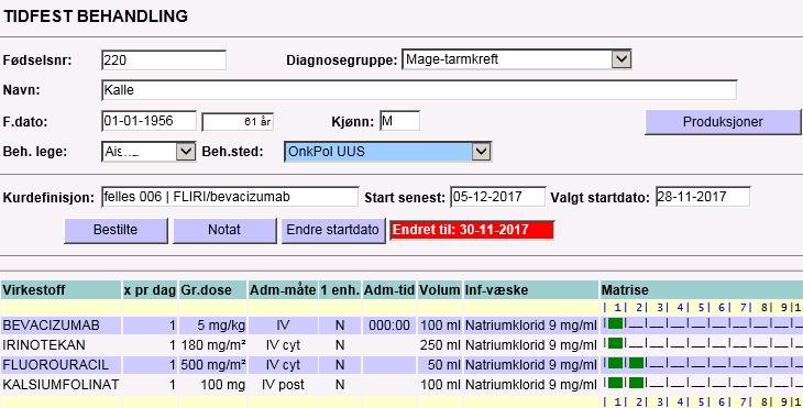 Trykk Endre startdato knappen i Tidfest