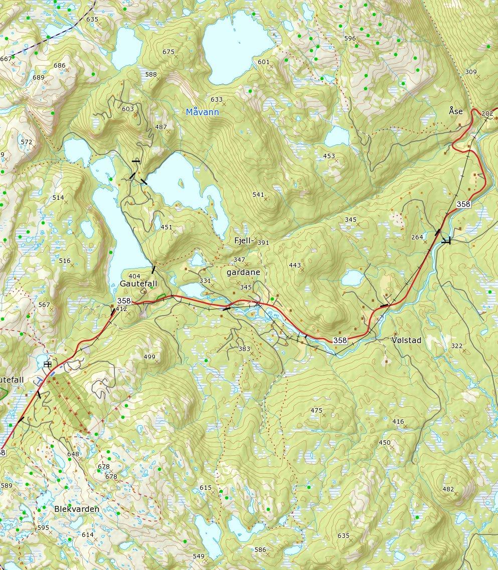 Vei fra B Avkjørsel Fra Gautefall hotell ca. 7.9 km 2 6m Målestokk 1 : 4 ved A4 utskrift Utskriftsdato: 23.5.