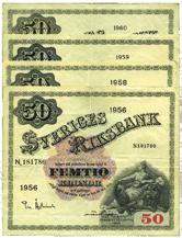 svenske sedler Svenske 50 kr sedler fra 1950- og 60-tallet Vi har en del sedler