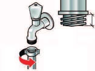 Obs: Skruforbindelsene står under trykk fra vannledningen. Ikke medlevert: Plasseringsunderlag Ved avløp i en vannlås trenges det i tillegg en slangeklemme med Ø 24 40 mm (faghandelen).