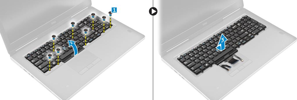 2 Trekk til skruene for å feste tastaturet til datamaskinen.