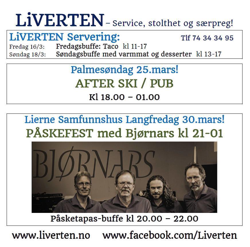 Lierne skal være en kommune der folk trives og vil bo side 6 JAZZ PÅ SØRGÅRDEN Kom til fots, med bil, eller på ski, eller kast deg på scooteren og følg rekreasjonsløypa KONSERT PÅ SØRGÅRDEN MED AMUND