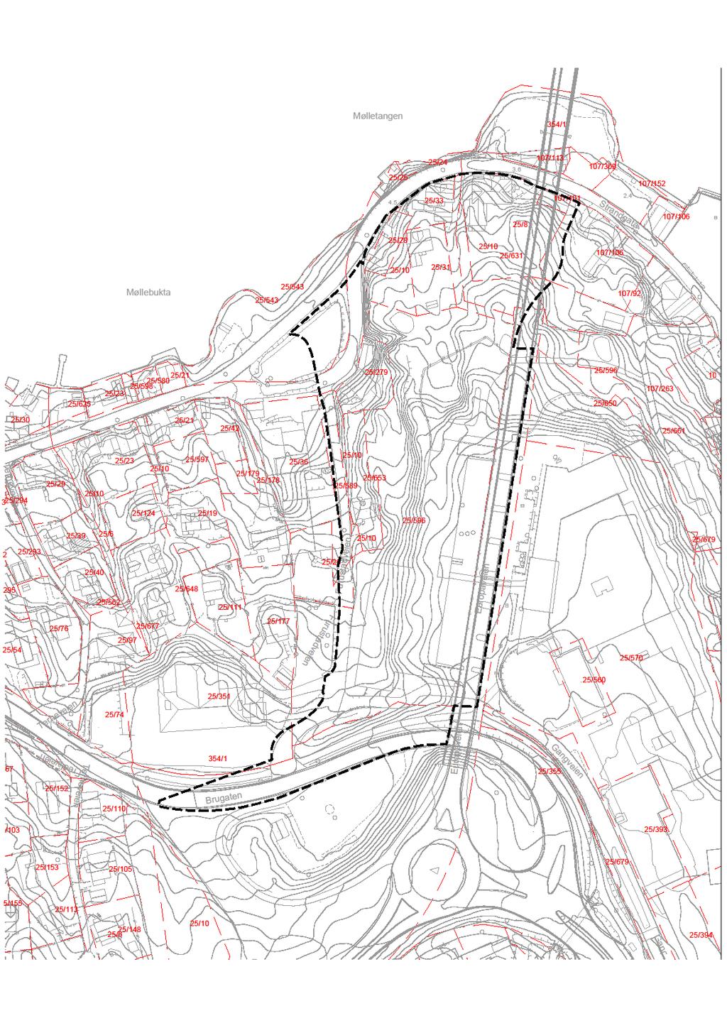 8 (15) 3.3 Planavgrensning Figur 3 forslag til plangrense Planområdet utgjør et areal på ca. 23,3 daa. 3.4 Trafikale forhold Syd i området tar planen med del av Brugata som er hovedatkomst til planområdet sydfra.